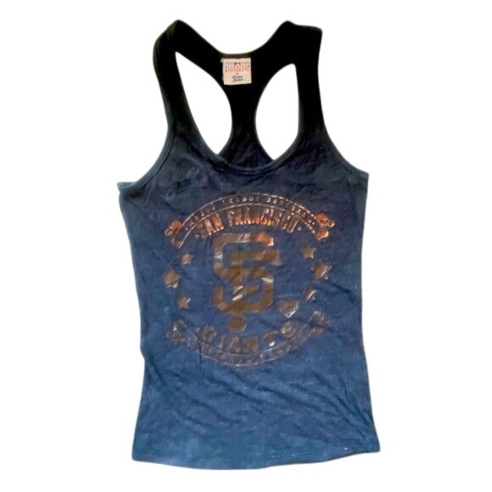 San Francisco Giants MLB Orange Gray Fitted Racerback Baseball Tank Top Size XS